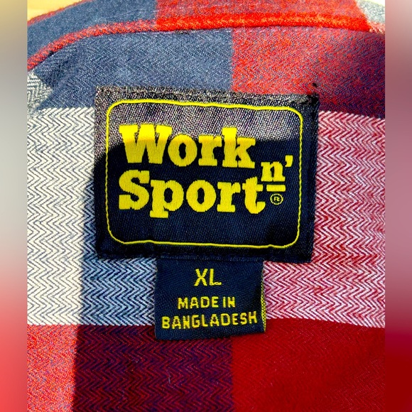 NWOT WORK ‘N SPORT sXL men’s flannel Super thick, soft flannel w/rust/navy plaid - Picture 3 of 5